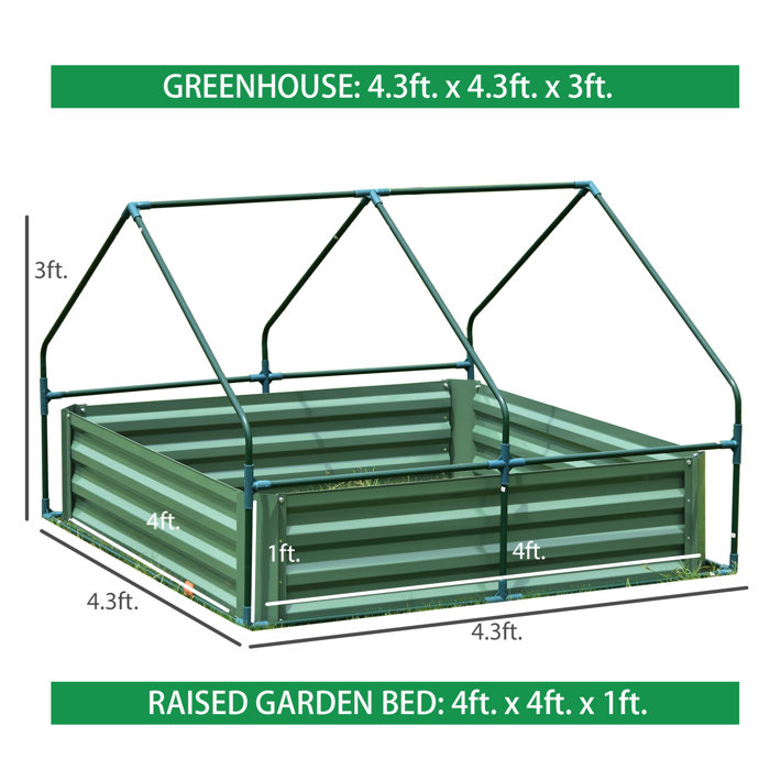 Aoodor 4.3' W x 4.3' D Raised Garden Bed Mini Greenhouse Kit & Reviews